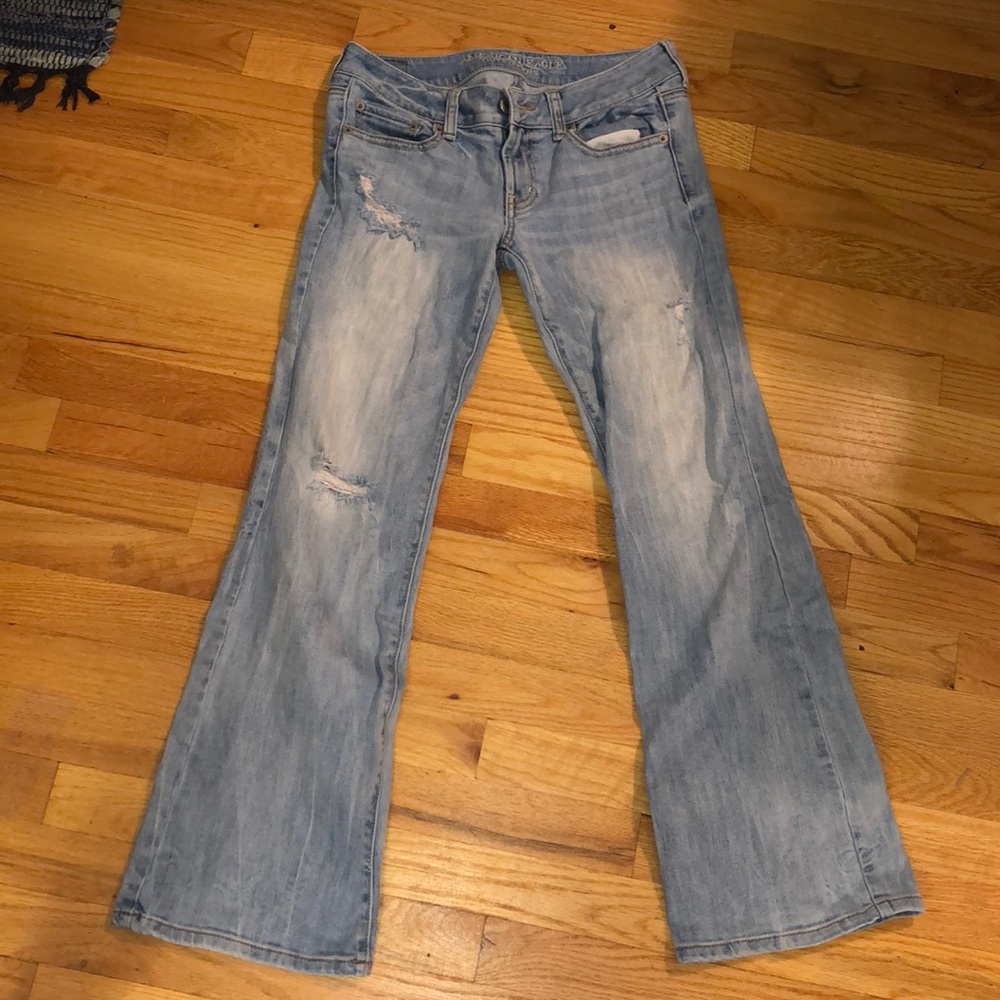 American Eagle light washed flare jeans